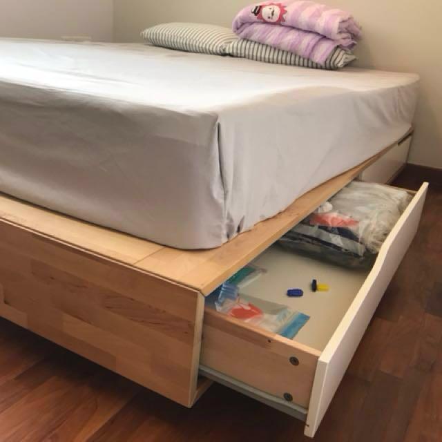 Ikea Queen Size Storage Bed Furniture Beds Mattresses On Carousell