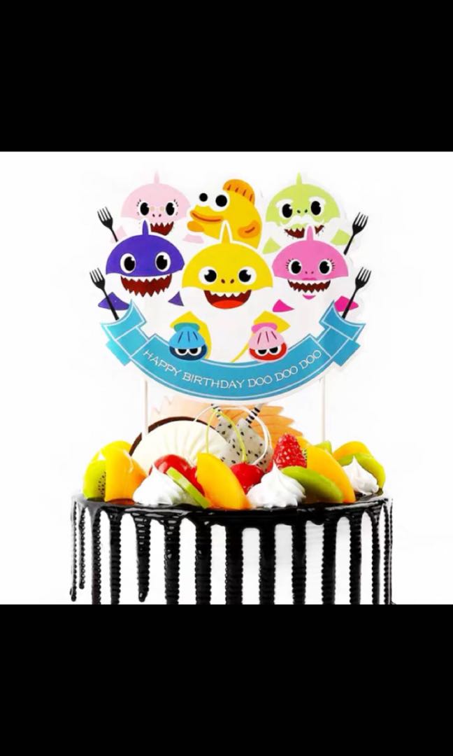 Instock Pinkfong Baby Shark Cake Decoration Brand New Babies Kids Babies Kids Fashion On Carousell