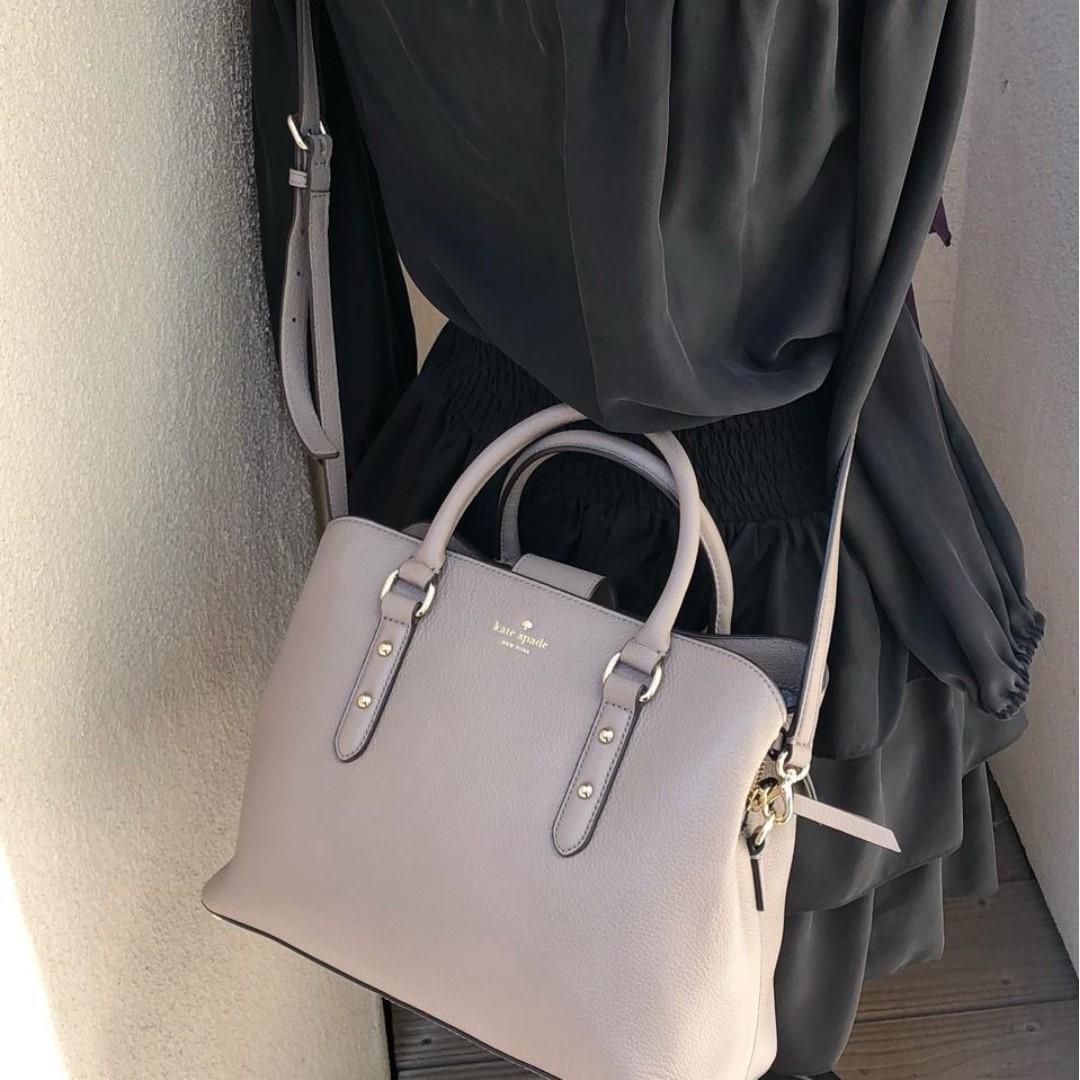 KATE SPADE Evangelie Larchmont Avenue Tote Sftlimestn/White Leather  Satchel, Women's Fashion, Bags & Wallets, Cross-body Bags on Carousell
