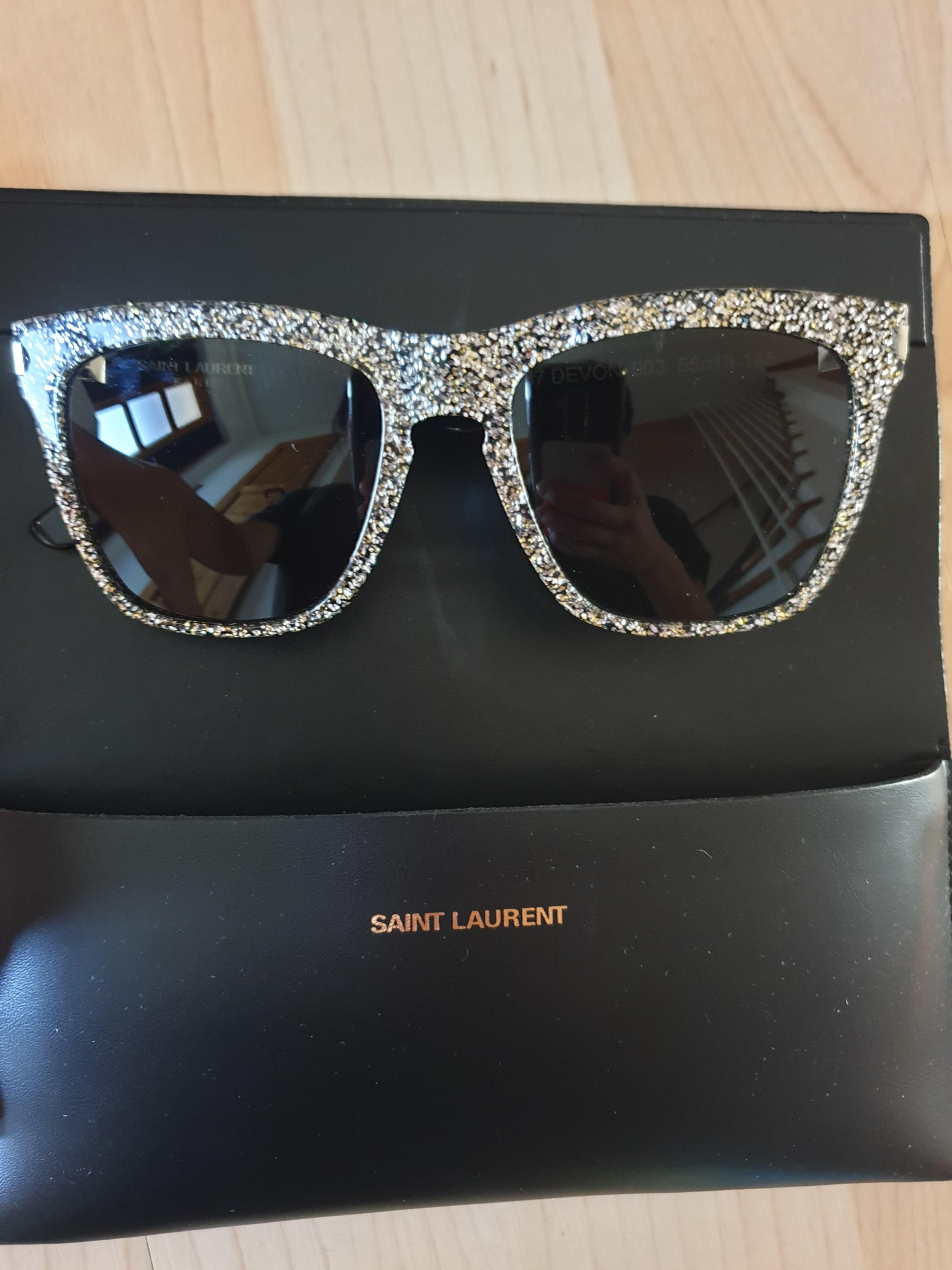 New Saint Laurent SL 137 Devon Glitter Sunglasses