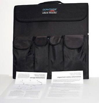 QUANTARAY eBOX PHOTO STUDIO in a BAG #photography (Category: Lighting & Studio Equipment) located in Makati City. Submitted by enchanthings (Listing ID 236424225, Image 1). Description: QUANTARAY eBOX STUDIO BY SUNPACK. A 24" X 24" PORTABLE PHOTO BOX STUDIO WITH Lots of compartments, 2 Spot LIGHTS AND TRIPOD. Pre-owned. Not used! IN EXCELLENT CONDITION!Create your own art studio anywhere! Handy and portable. For art photo shoot photographers. Com