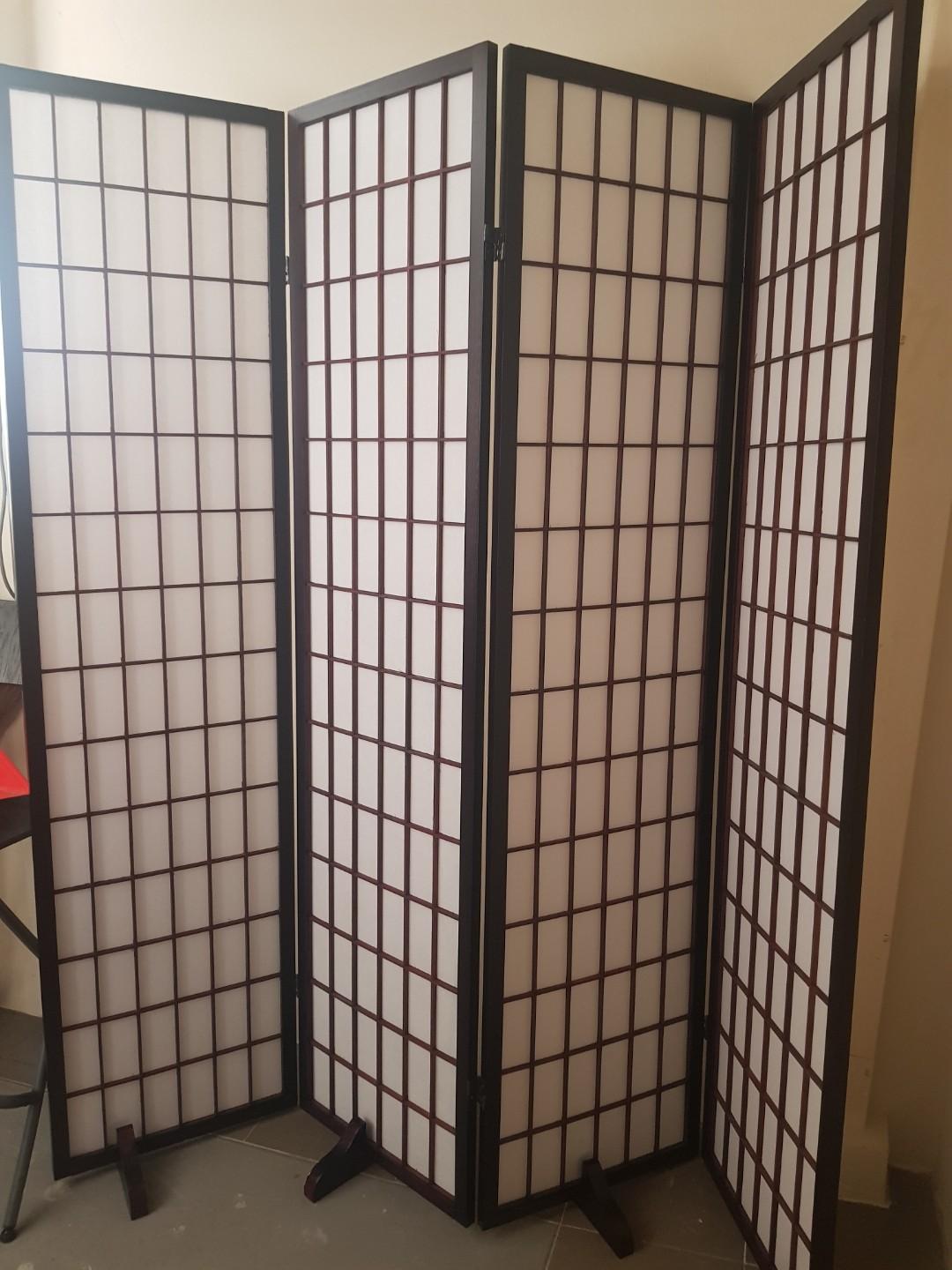 Japanese Portable Room Divider w Base Stand, Furniture & Home Living