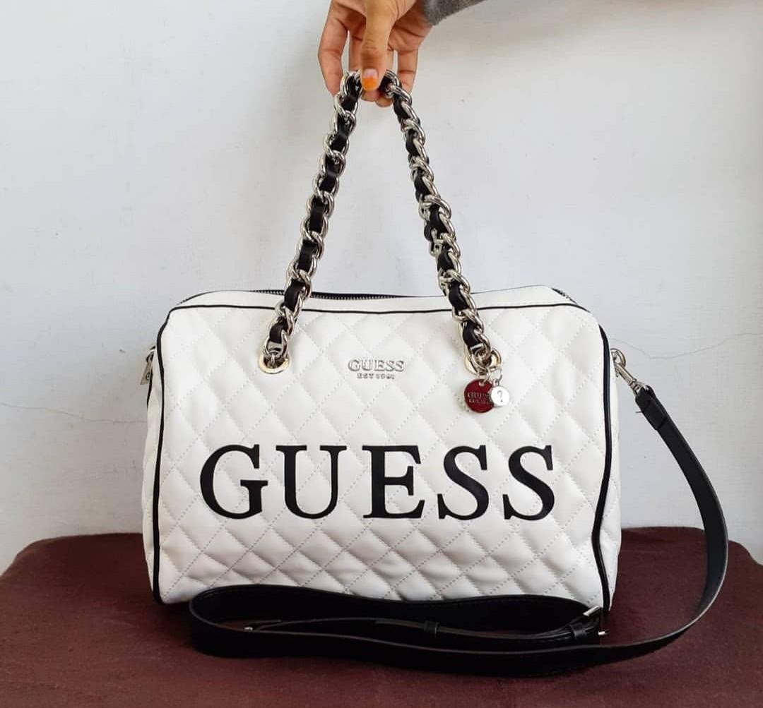 guess black white bag