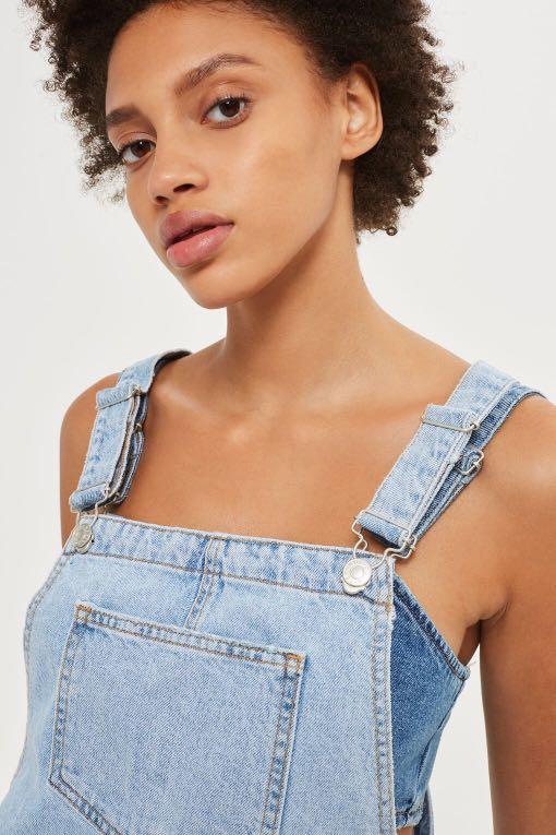 Petite denim pinafore top dress