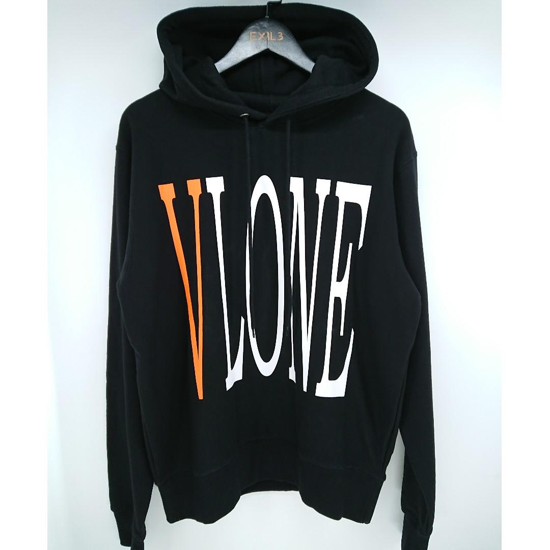 vlone hoodie black and orange