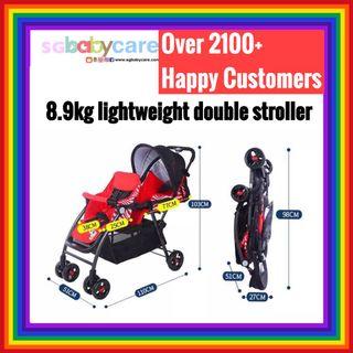 FREE DELIVERY 8.9kg Lightweight Double Stroller