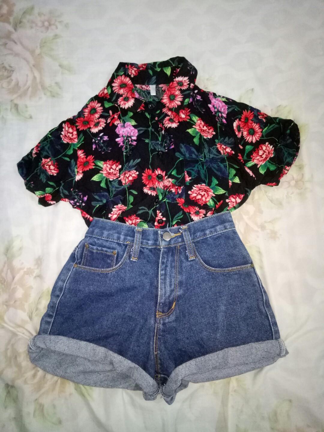 Floral polo crop top top