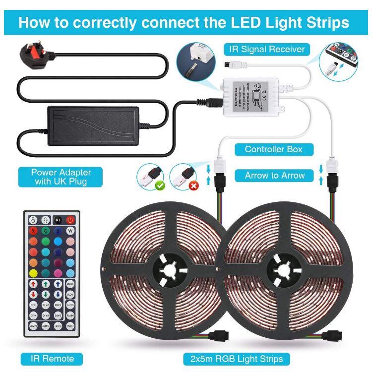 [A077]Elfeland LED Strip Lights Kit, Furniture & Home Living, Lighting