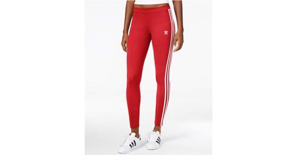 adidas leggings red stripe