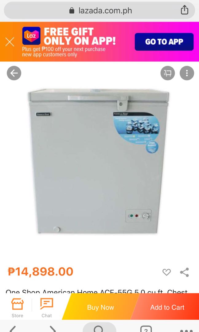 American Home Chest Freezer 5 0cu Ft Acf 55g Tv Home Appliances Kitchen Appliances Refrigerators And Freezers On Carousell