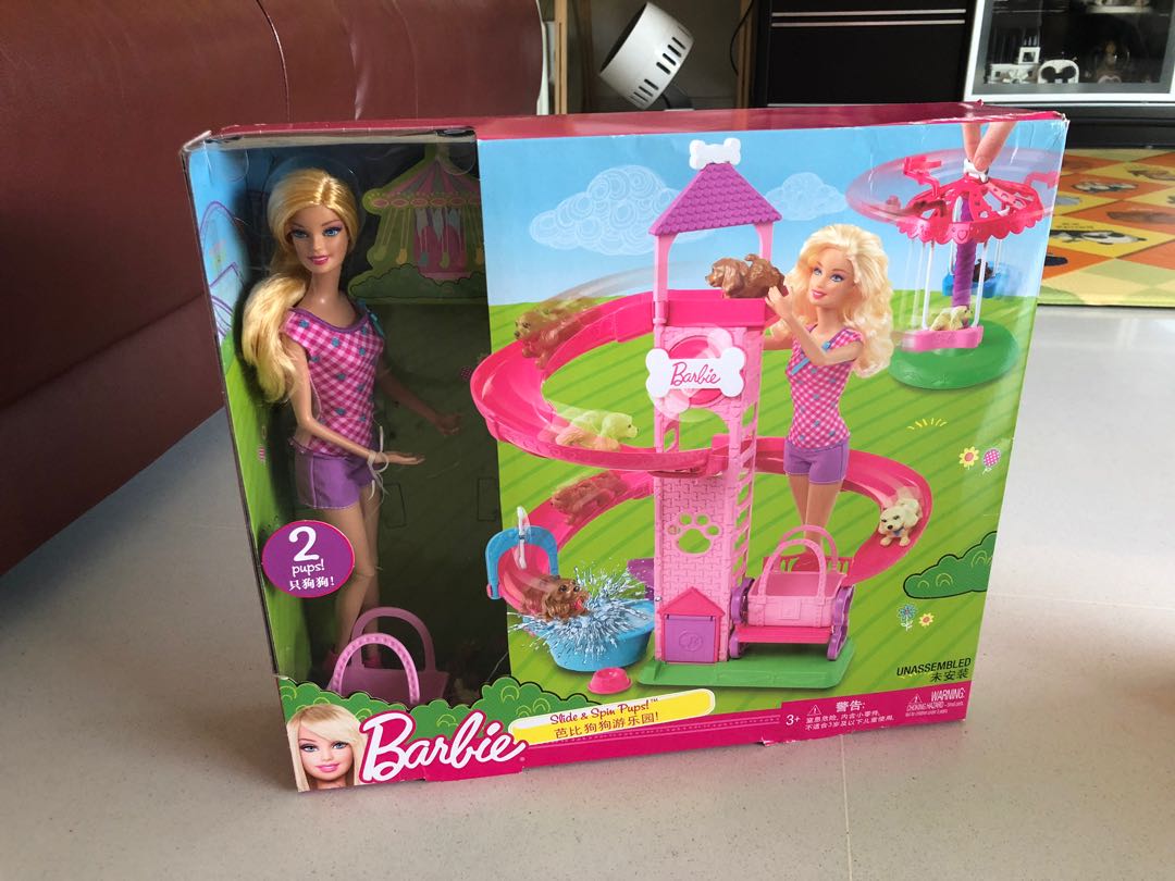 Barbie doll slide and spin pups clearance