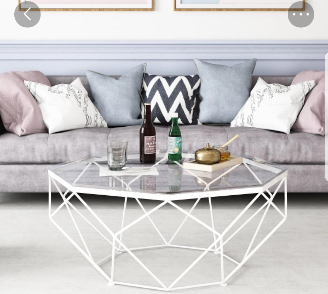 Brand New Coffee Table Tempered Glass With Wrought Iron