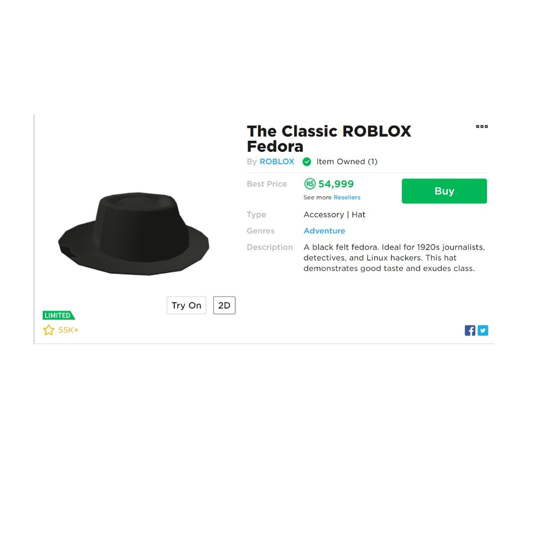 Classic Fedora From Roblox Toys Games Video Gaming In Game Products On Carousell - 2d blox roblox
