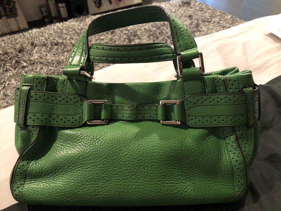 green leather handbags