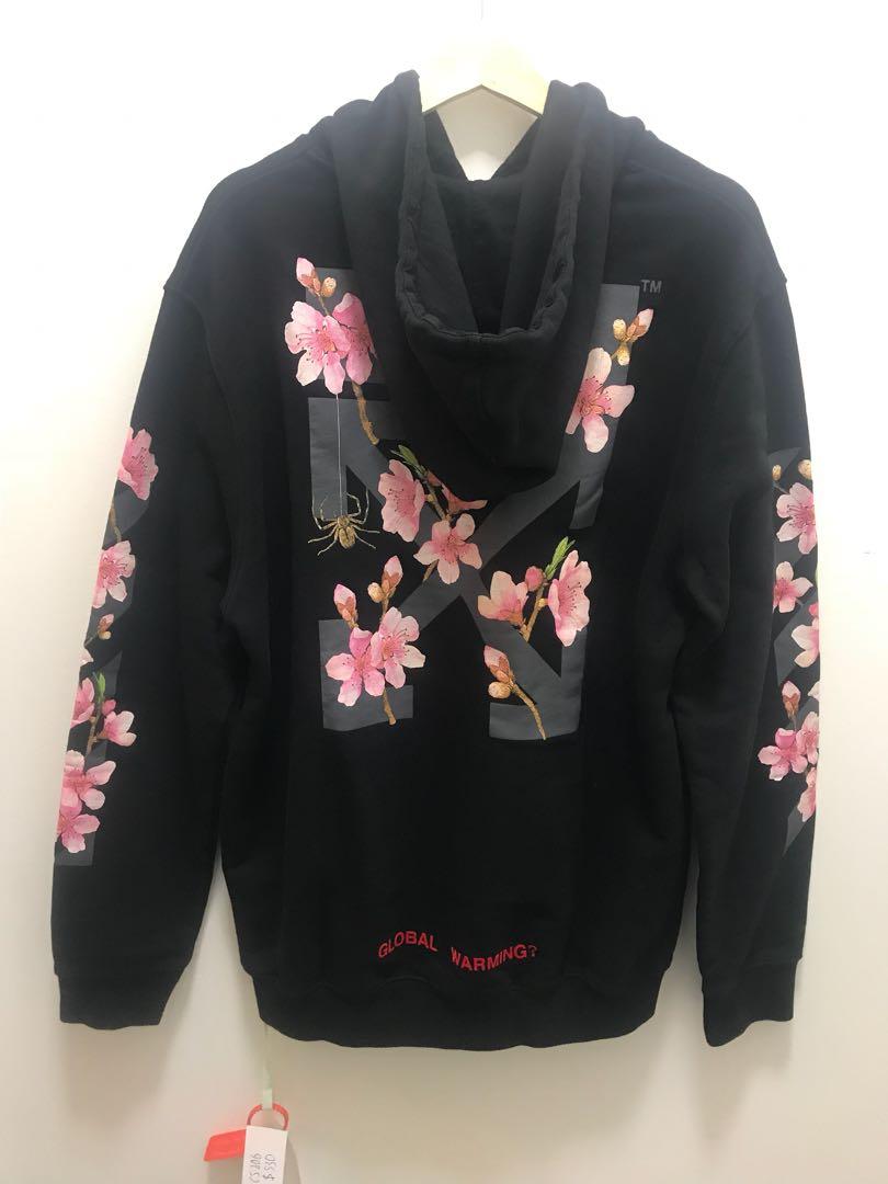 INSTOCK Off White 17FW Cherry Blossom Hoodie Men s Fashion Tops Sets Hoodies on Carousell