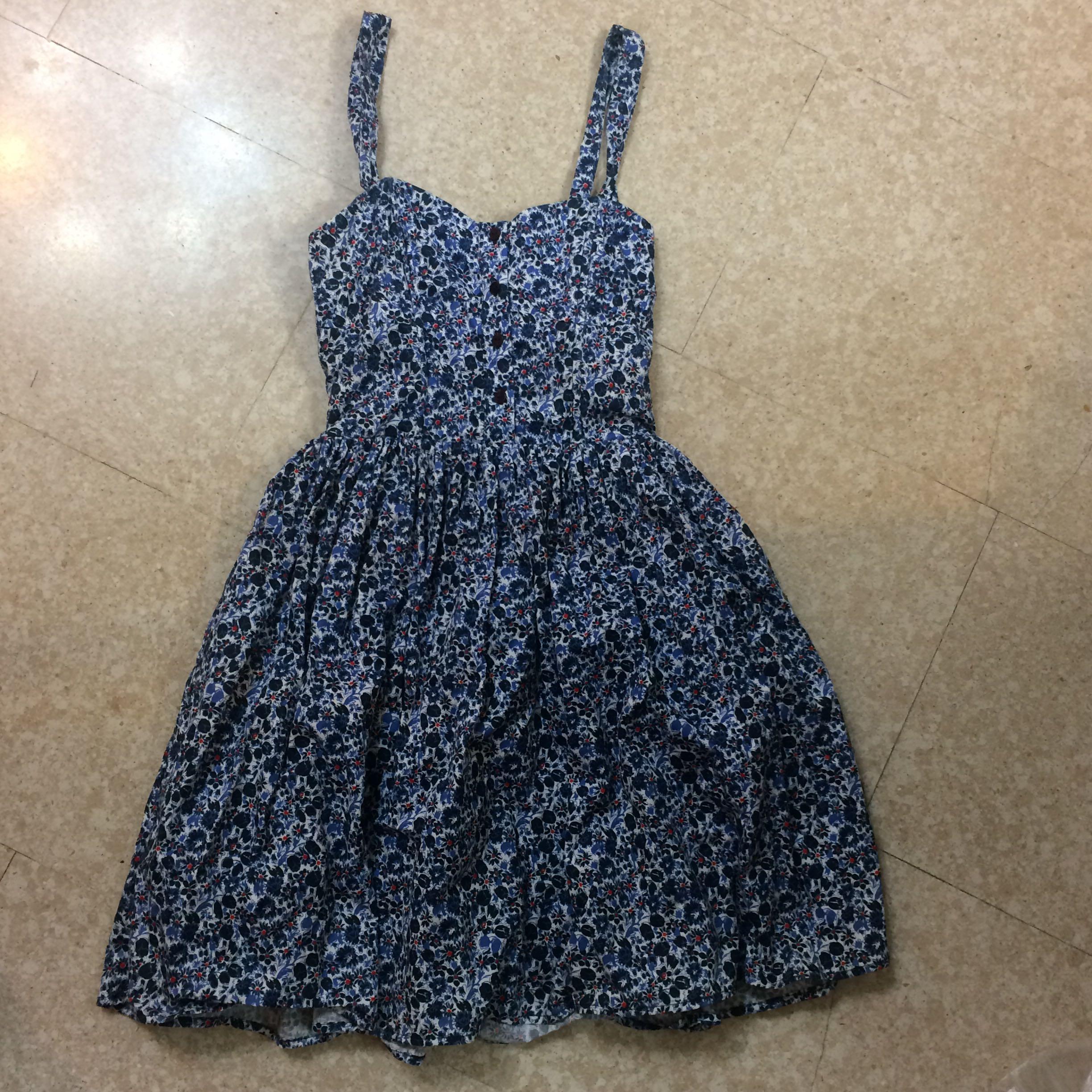 jack wills blue floral dress Rubie Dress with Blue Flowers on Navy Cotton main image 1