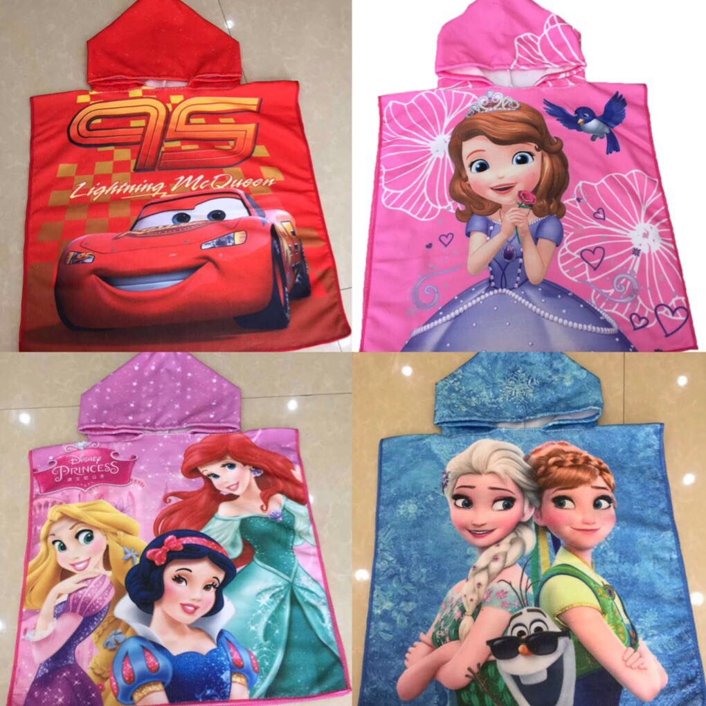 Kids Hoodie Bath Swim Hooded Towel Lightning McQueen Frozen