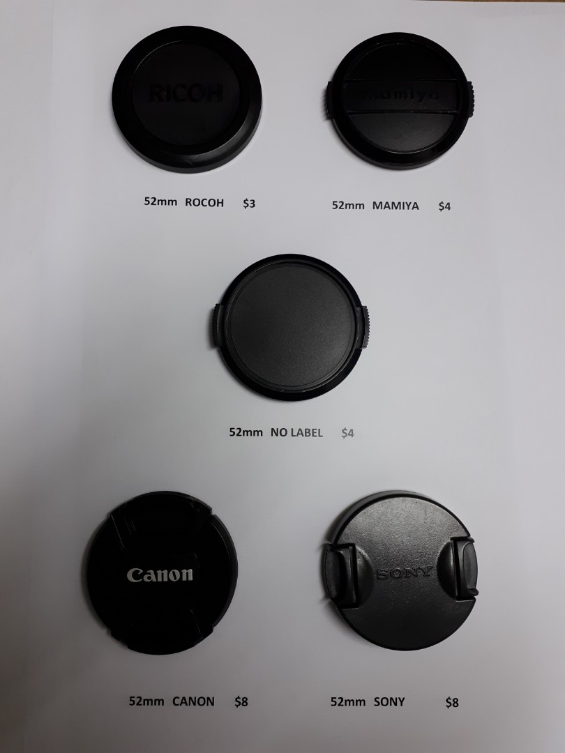 Lens cap cover assorted, Photography, Lens & Kits on Carousell
