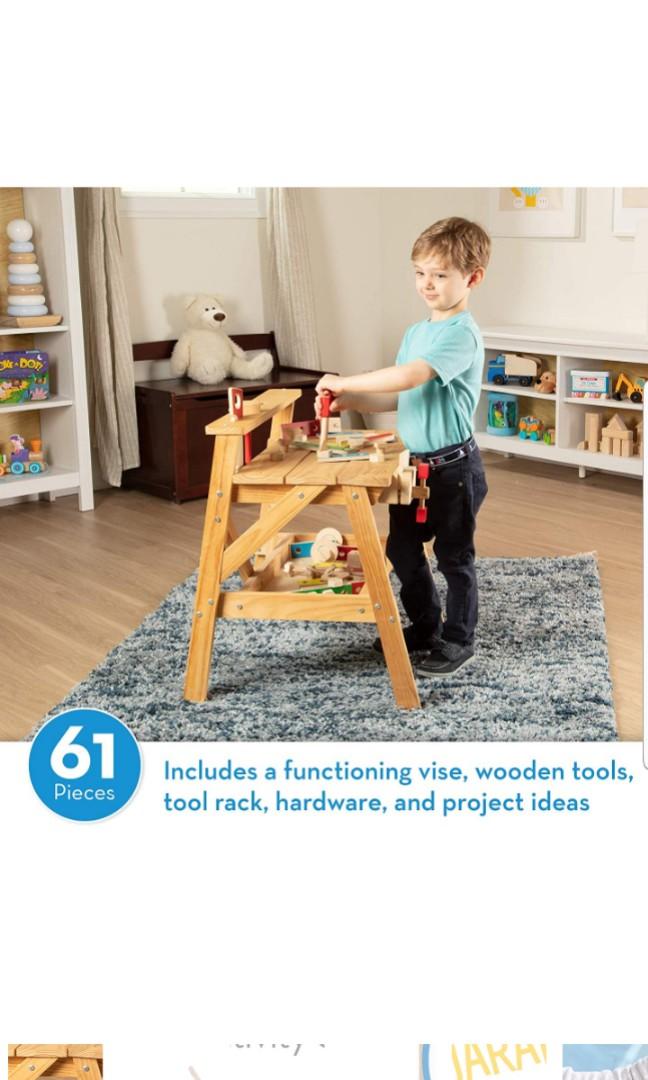 melissa & doug solid wood project workbench play building set