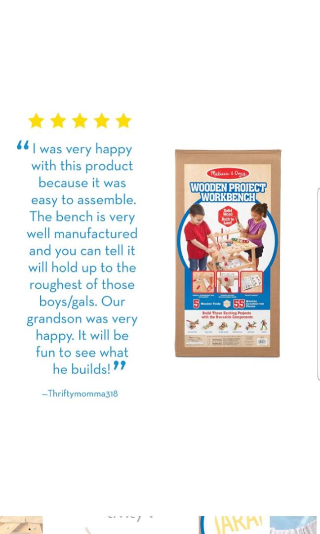 melissa & doug solid wood project workbench play building set