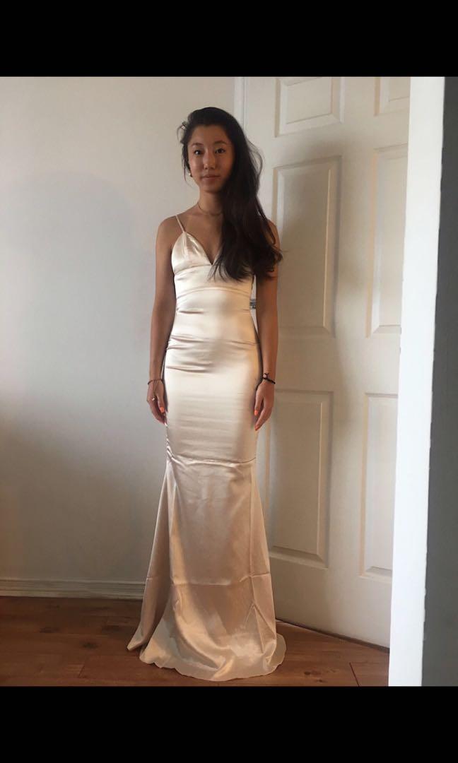 Meshki Luna Satin Maxi Dress Champagne Women s Fashion Clothes on Carousell