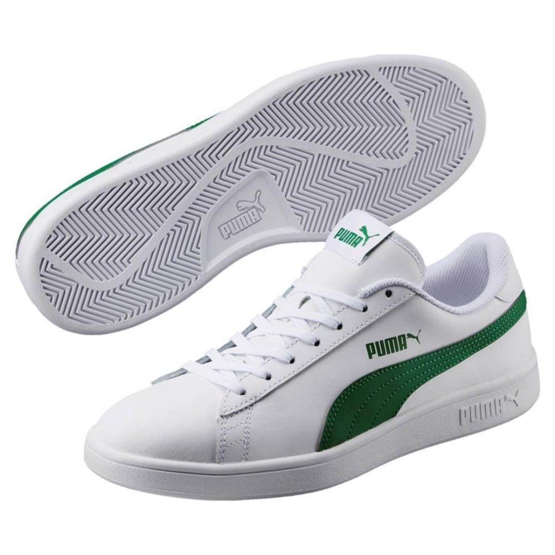 puma green and white shoes