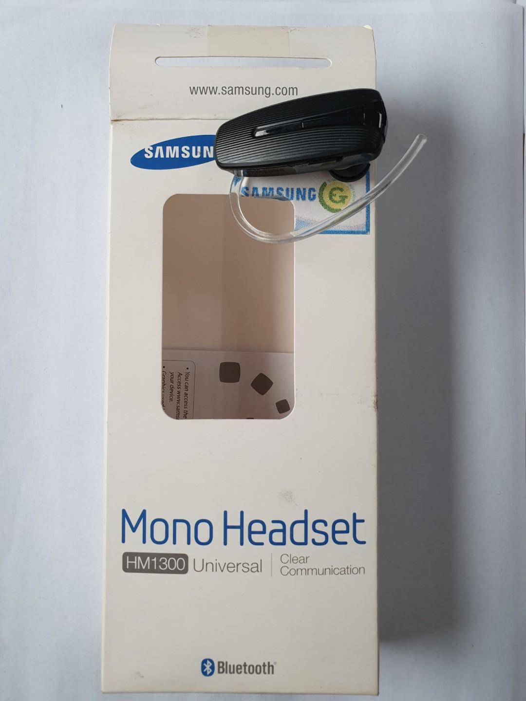 Samsung Bluetooth Mono Headset (Category: Earphones) located in Las Pinas. Submitted by sixtosengson (Listing ID 236687426, Image 2). Description: Original/authentic Samsung HM1300 Bluetooth Mono headset for hands-free calls. Good as new. No issues/scratches. Complete with box and manual. Originally bought from Samsung Experience Store SM Las Pinas. Meet up or shipping. RFS: Unloading unused stuff Contact-09173197470.