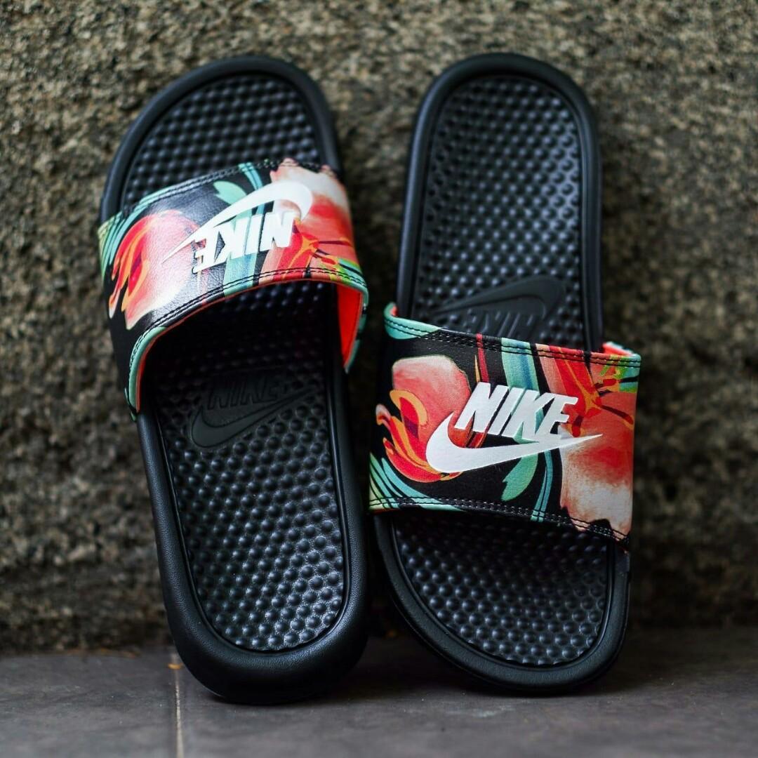 nike floral flip flops