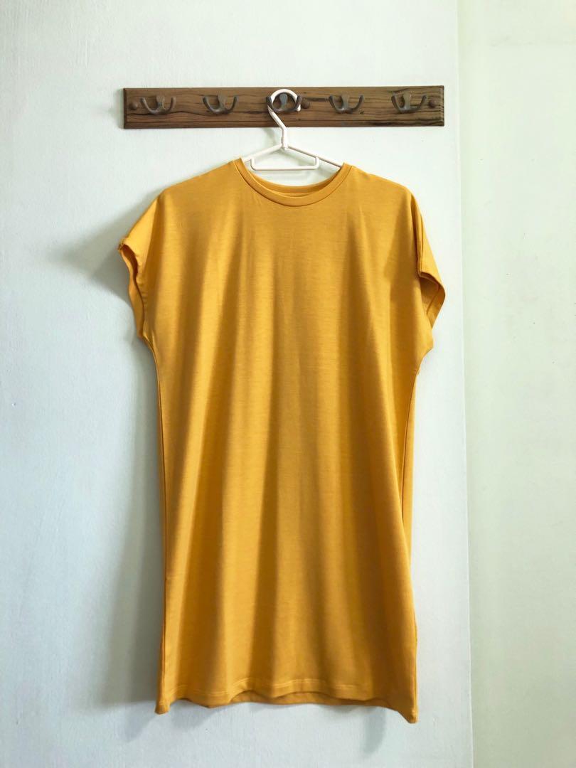 mustard yellow t shirt dress
