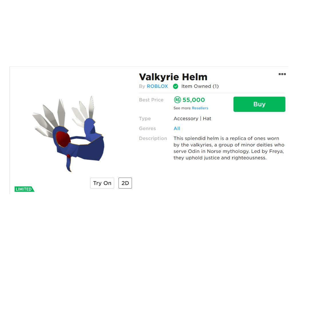 Valkyrie Helm Roblox Original Price