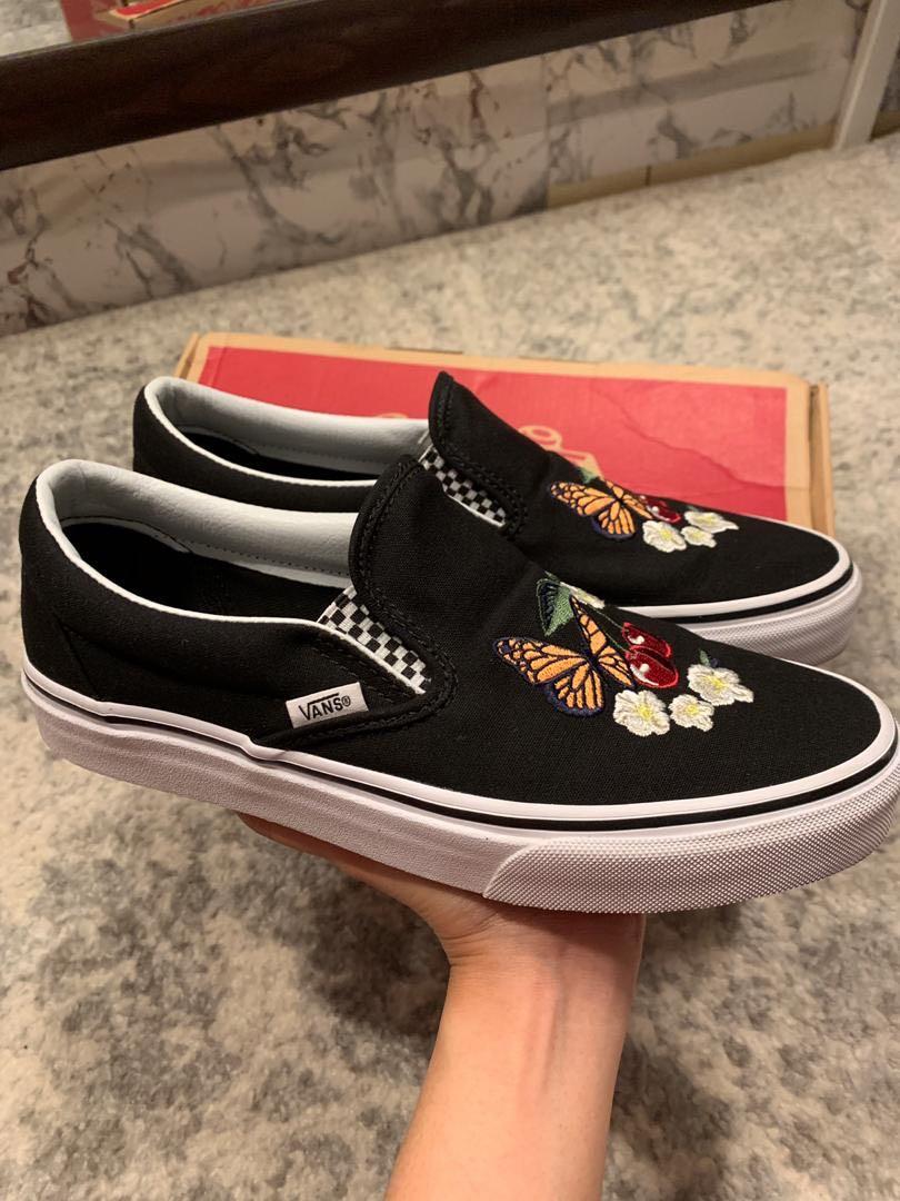 Vans checker floral slip on sales