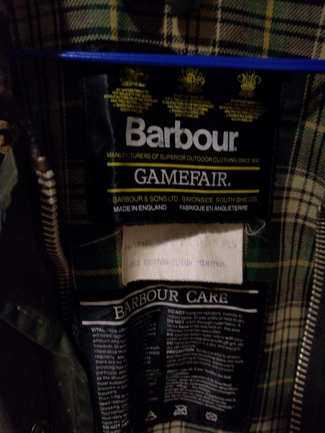 Vintage barbour gamefair jacket c38, 男裝, 外套及戶外衣服- Carousell