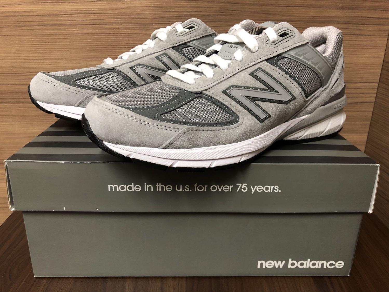 100% 全新Men's New Balance 990v5 “M990GL5 灰豚革” US9, 男裝, 鞋