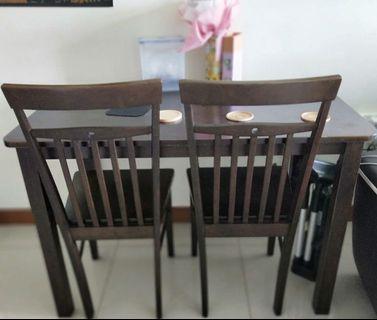 Wooden dining table with 4 chairs