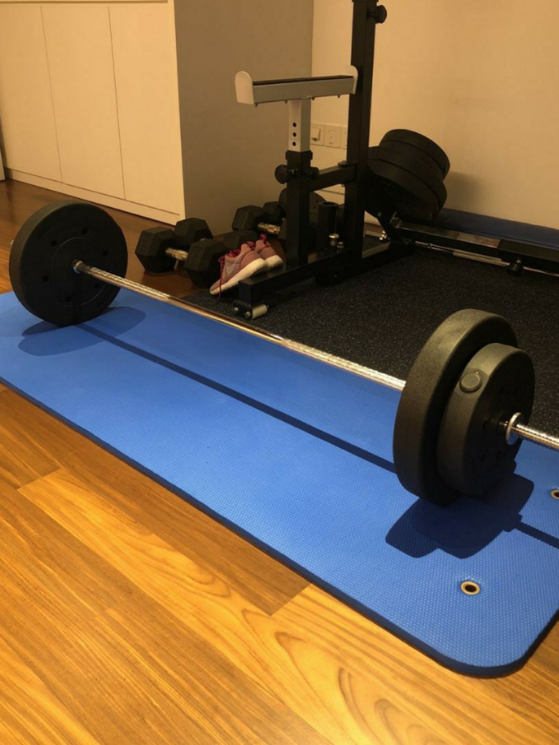 70kg gym weights with barbell, Sports Equipment, Exercise & Fitness