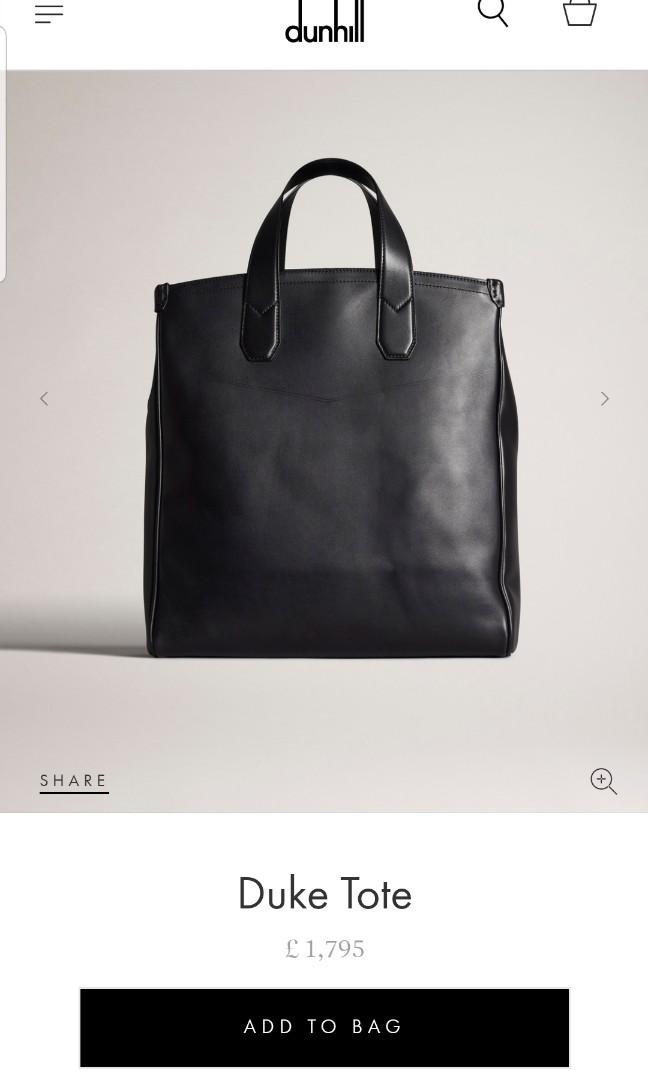 Alfred Dunhill Duke Black Leather Tote Bag, Men's Fashion, Bags, Belt ...