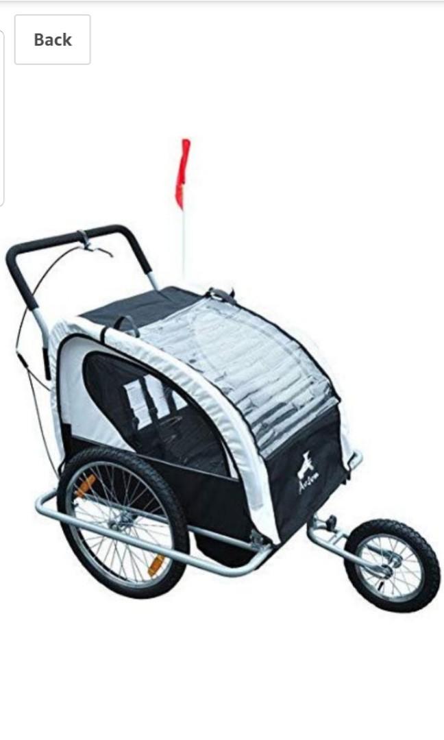 Aosom Elite 2 in 1 Double Child Bike Trailer Jogger Sports