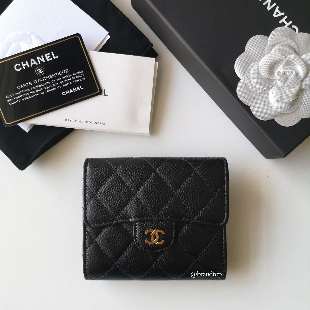 Chanel Black Quilted Caviar Leather Trifold Wallet Chanel  TLC