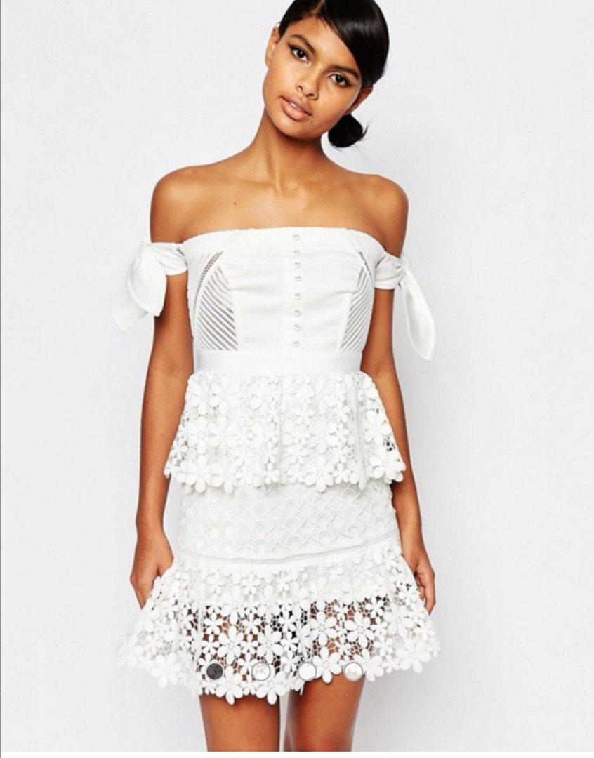 authentic Self Portrait Corset Lace Tiered White Dress Luxury Apparel on Carousell
