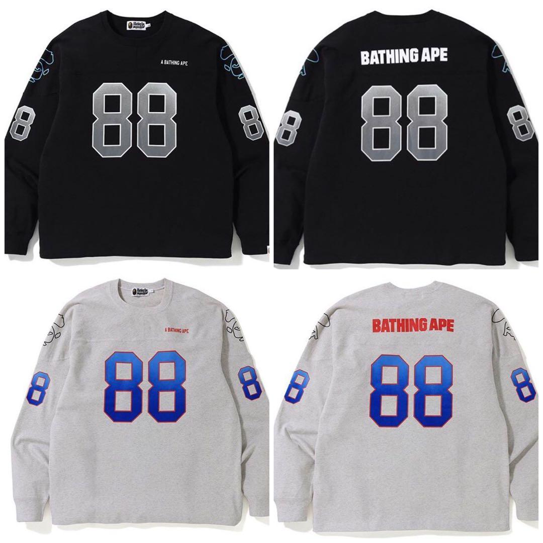 Bape relaxed football l/s tee, Men's Fashion, Tops & Sets