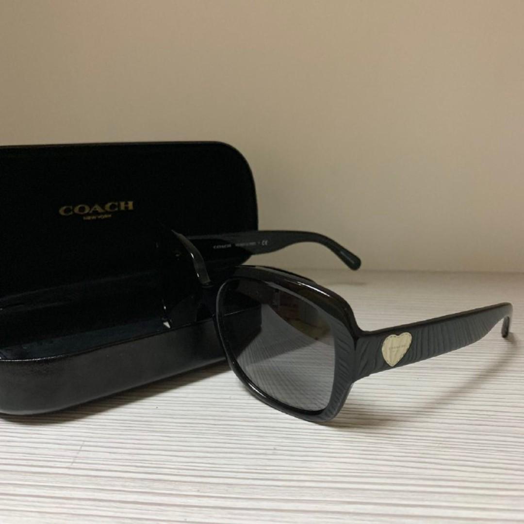 COACH ZOEY HEART SUNGLASSES COACH L1052 BLACK SOLID