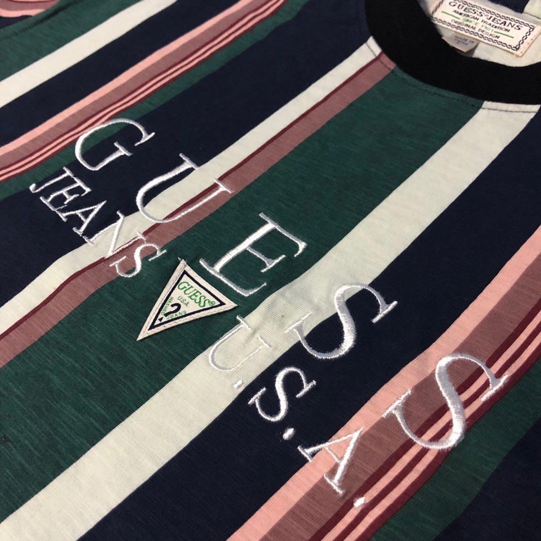 Guess '81 Striped Tee, Men's Fashion, Tops & Sets, Tshirts & Polo Shirts on