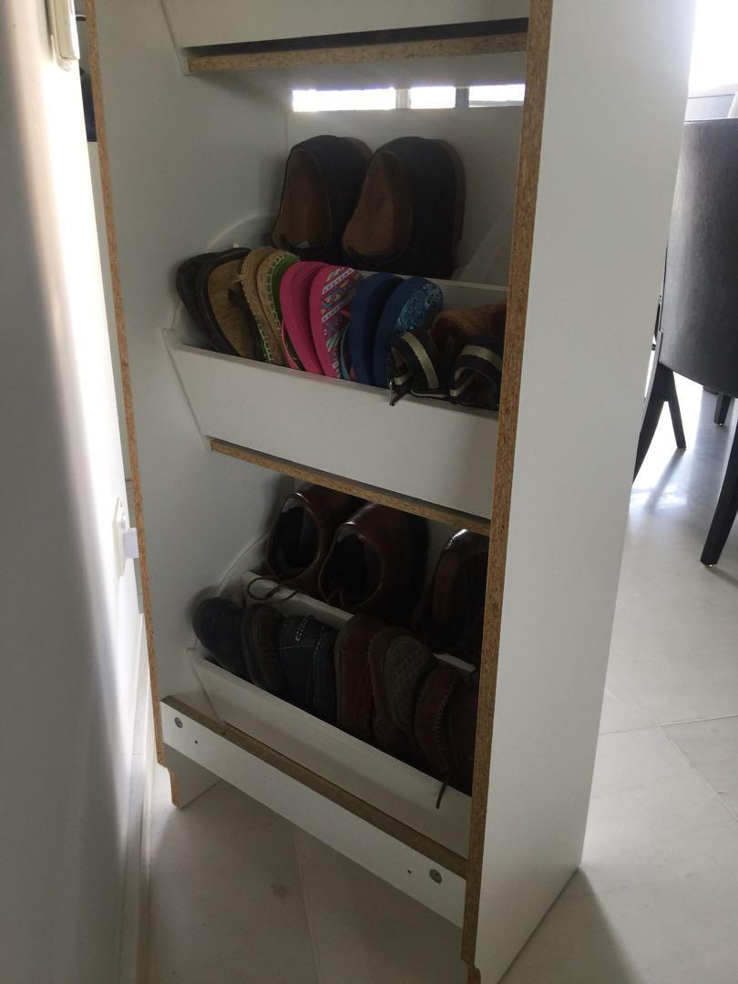 Ikea Bissa Shoe Cabinet With 3 Compartments White Furniture Shelves Drawers On Carousell