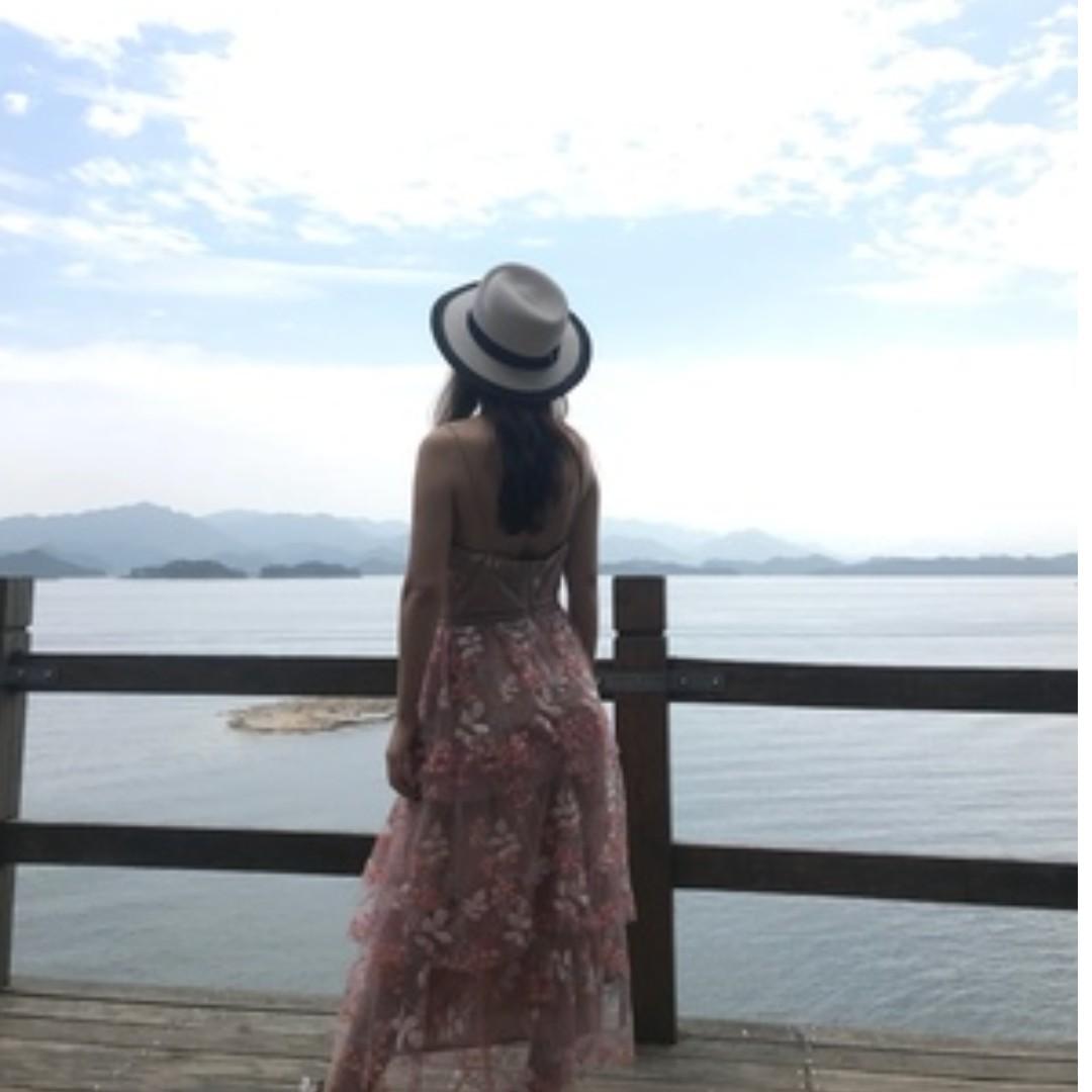 green emerald velvet dress Brown Floral Lace Maxi Dress – self-portrait main image 1