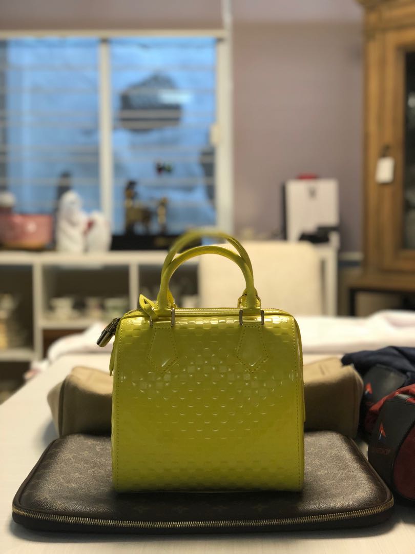 Louis Vuitton Limited Edition Yellow Damier Facette Speedy Cube Bag -  Yoogi's Closet
