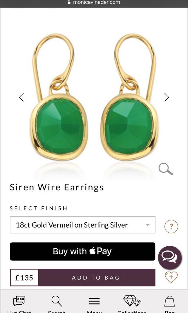 Monica Vinader Siren Wire Earrings Women S Fashion Jewellery Earrings On Carousell These simple, sophisticated earrings are great for everyday wear. monica vinader siren wire earrings