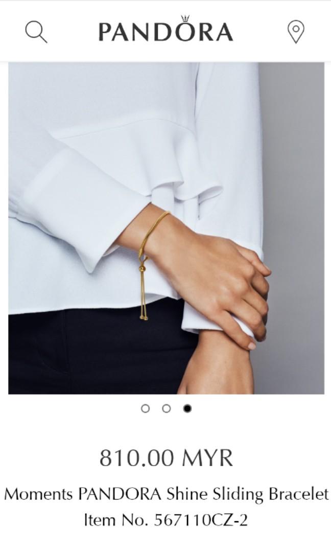 Pandora Sliding Bracelet (Gold), Luxury, Accessories on Carousell