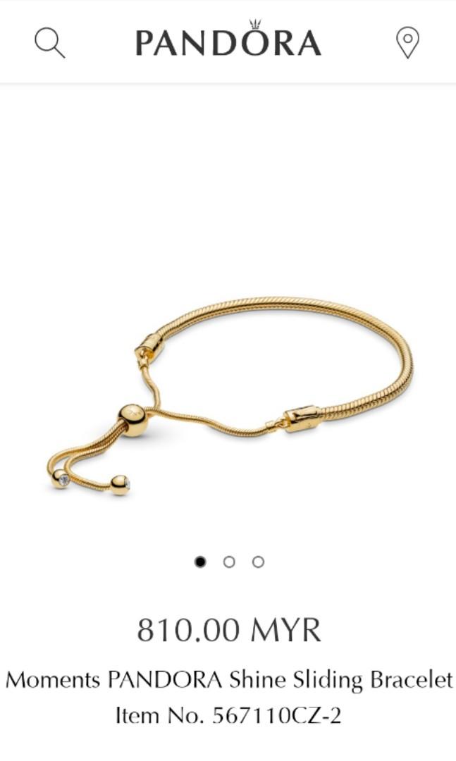 Pandora Sliding Bracelet (Gold), Luxury, Accessories on Carousell