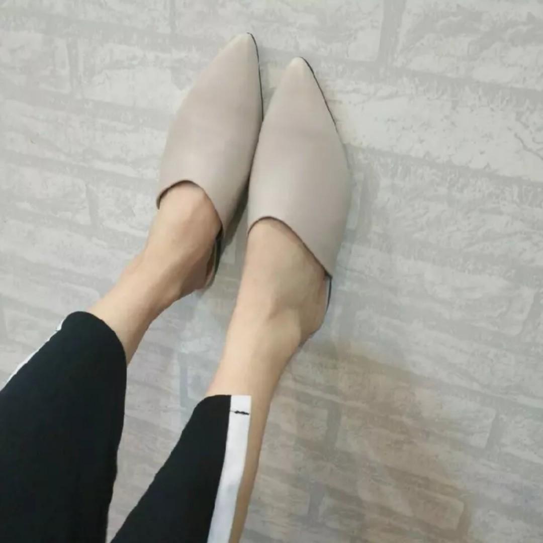 Brand new Real Leather Black or Beige Mules flats
