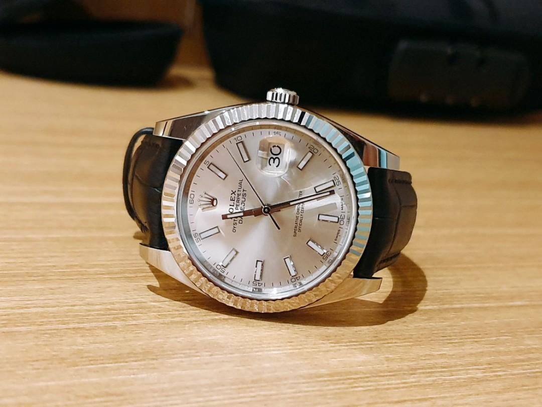 rolex datejust 41 on leather strap